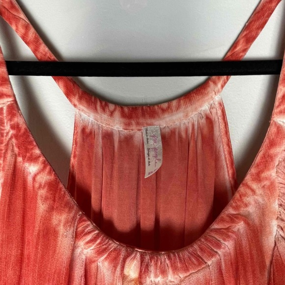 Free People Aphrodite Womens Orange Tie Dye Asymmetrical Boho Ruffle Dress XS - Picture 5 of 9